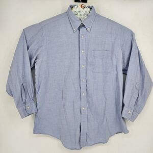 Vintage Brooks Brothers Makers Shirt Mens 17.5 4 Button Up Made in USA Blue